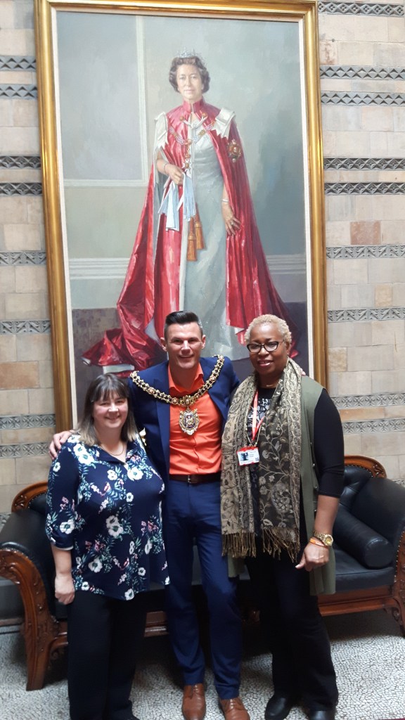 Heather Green, Lord Mayor Councillor Carl Austin-Behan and Charmain Sangster